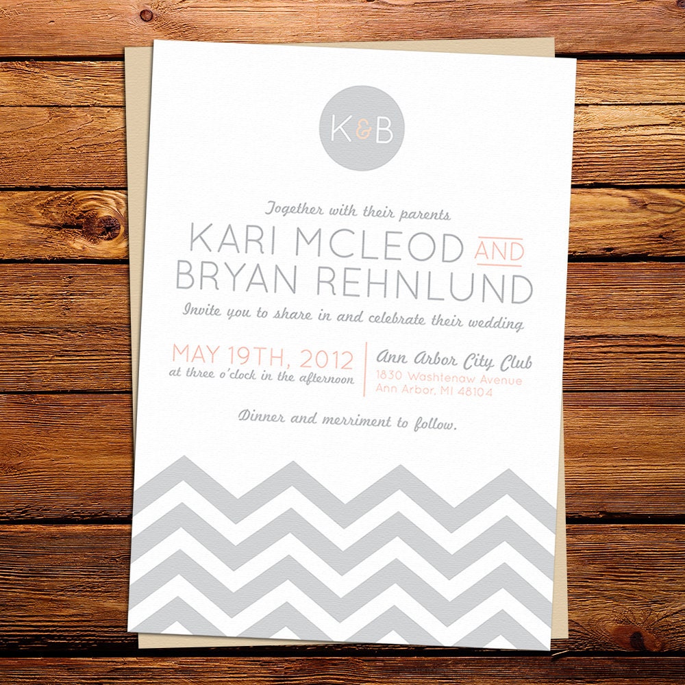 Chevron Zig Zag Wedding Invitation