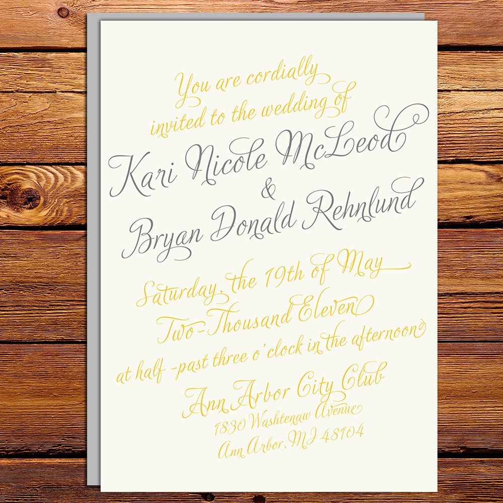 Vintage Calligraphy Script Wedding Invitation