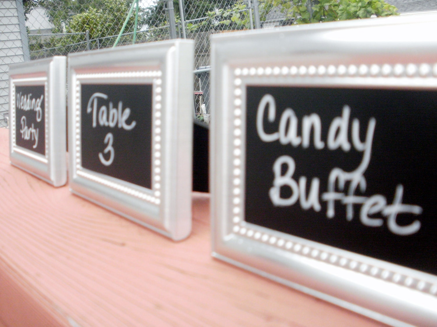 Featured on Etsy Wedding Trends 10 Wedding Chalkboard Mini Elegant Silver Beaded Frames Place Cards Setting Table Numbers Centerpiece