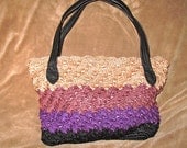 Fique Handbag with Leather Straps: Cream, Pink, Purple, Black