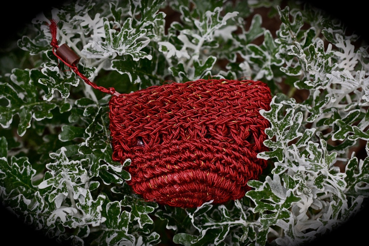 Burgundy Change Purse in Fique from Colombia