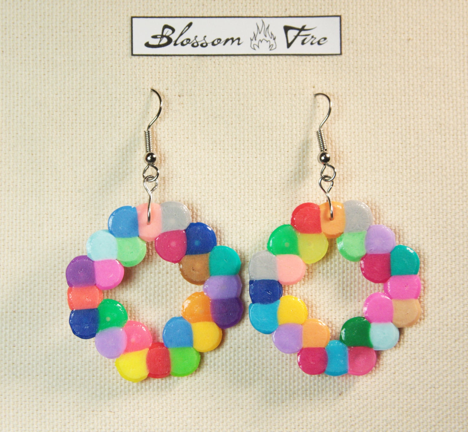 Braided Square Multi Colored Perler Earrings