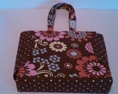 Brown with Pink, Blue, and Green Flowers and Dots - 3 Ring Fabric Binder Cover (For Coupons or General Use)