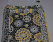 Gray, White, and Yellow Flowers and Stripes - Easy Find REVERSIBLE Car Storage Bag