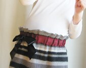50% OFF Striped Silent Night Upcycled Wool Skirt Little Girls Size 4-6 OOAK