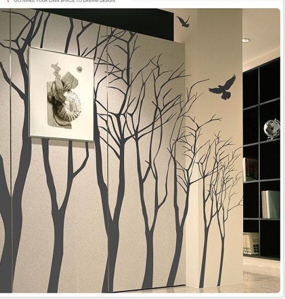 Tree Wall Decal Wall Sticker room decor kids decal baby nursery  graphic mural -7 winter trees
