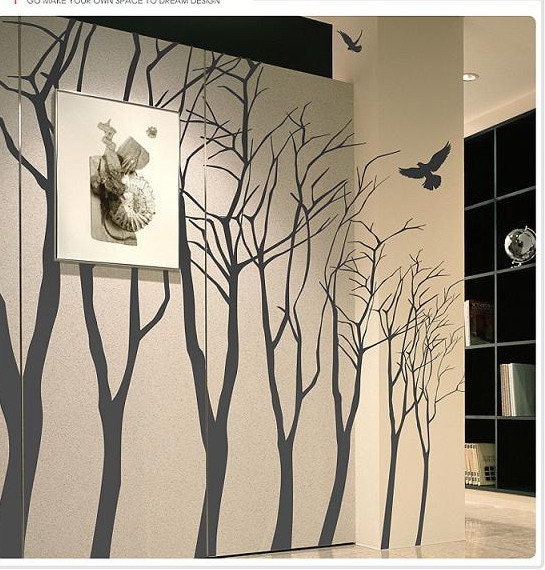 Tree Wall Decal Wall Sticker room decor kids decal baby nursery  graphic mural -7 winter trees