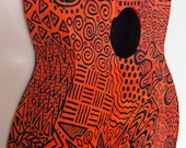 Orange Pattern Painted Guitar