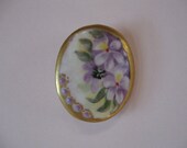 Hand Painted Porcelain Pin / Brooch Edwardian - 1920s flapper era