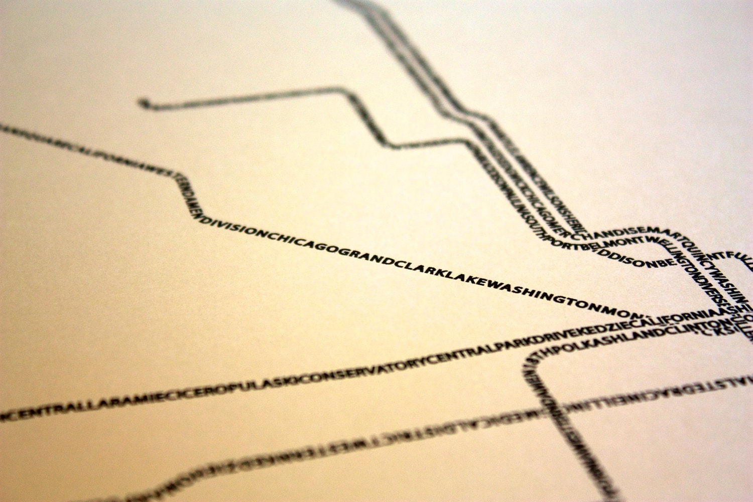 Chicago Typographic Transit Map Poster