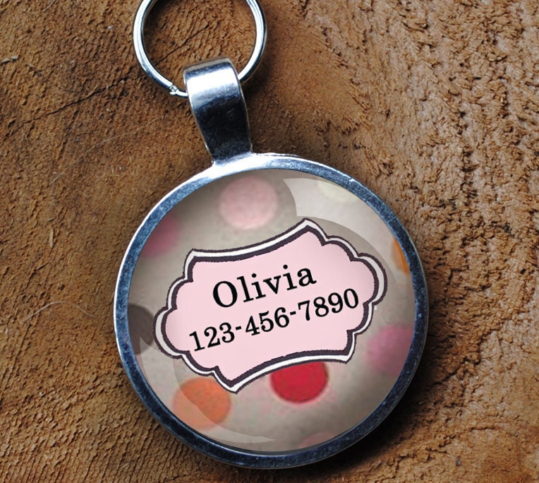Polka dotted Pet iD Tag pastel colorful round Dog Tag 35mm round -  by California Mutts
