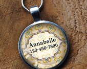 Pastel Yellow and green Pet iD Tag colorful round Dog Tag 35mm round -  by California Mutts