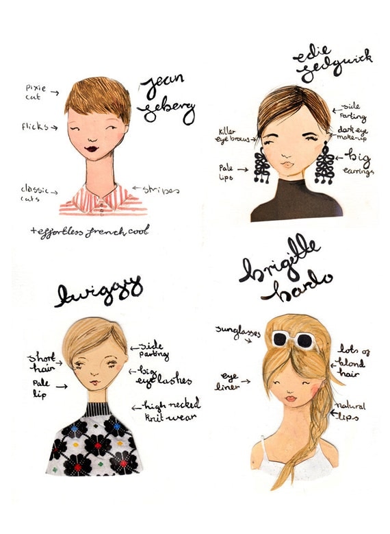 60s Style Icon Series 4 x A5 Archival Art Prints
