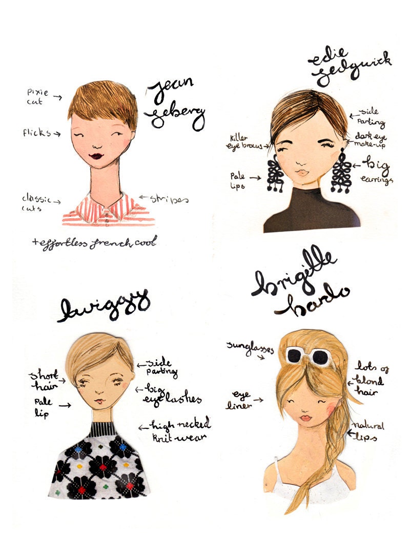 60s Style Icon Series 4 x A5 Archival Art Prints