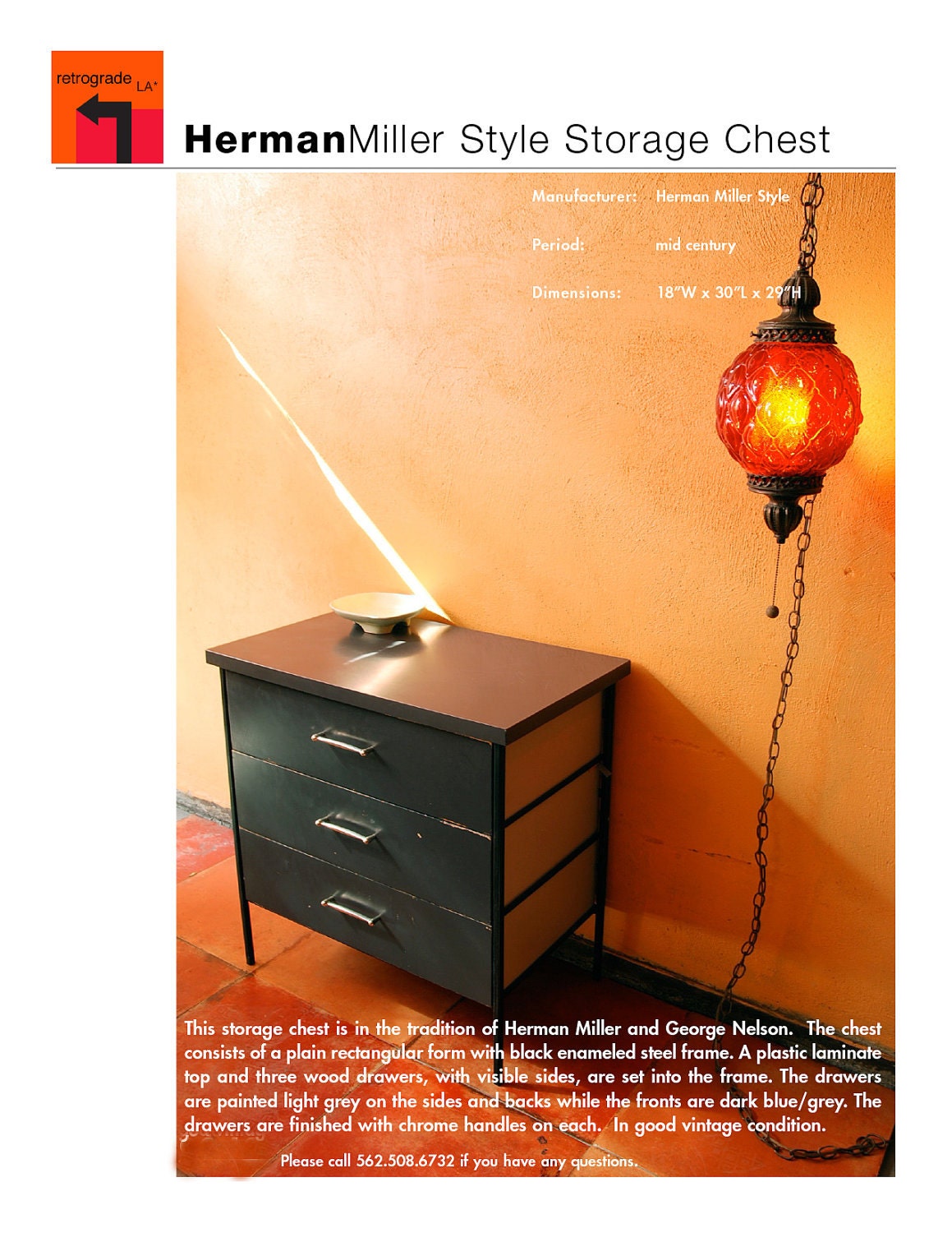 Mid Century Black and Grey George Nelson Style Chest for Vista Furniture