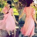 Vintage 1950s/60s Peach Coral Pastel Chiffon Garden Party Dress