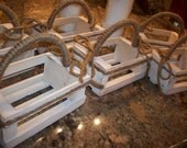 Rustic Reception/Candy Table Wooden Favor Baskets with jute wrapped handles and bow...Set of 6