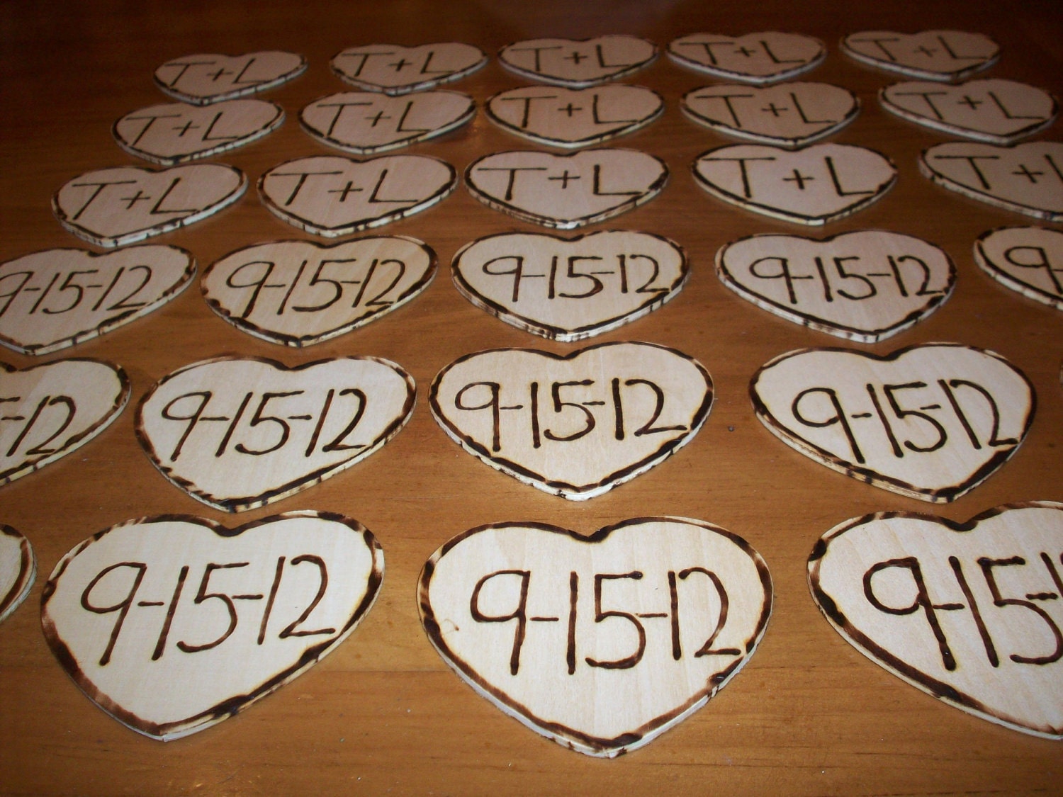 Floating Wooden Heart shapes for your Reception tables...floats in water...add Candles with them