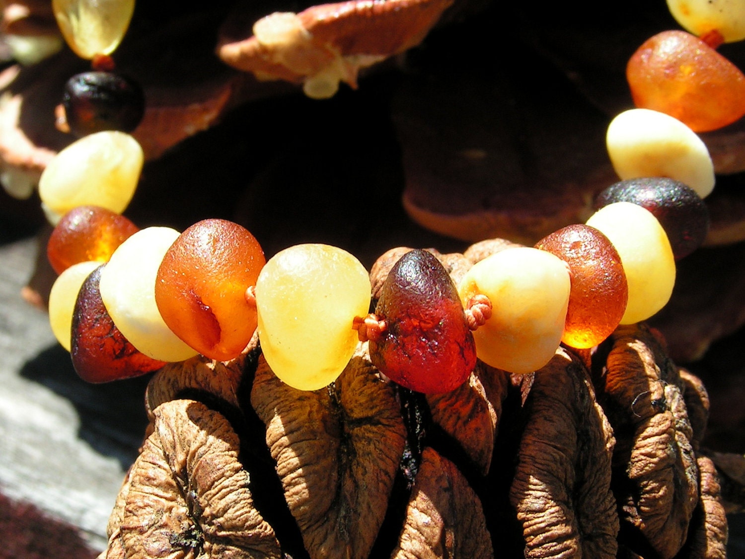MULTI-COLORED RAW Round Beads - Baltic amber teething necklace - Natural organic amber stones