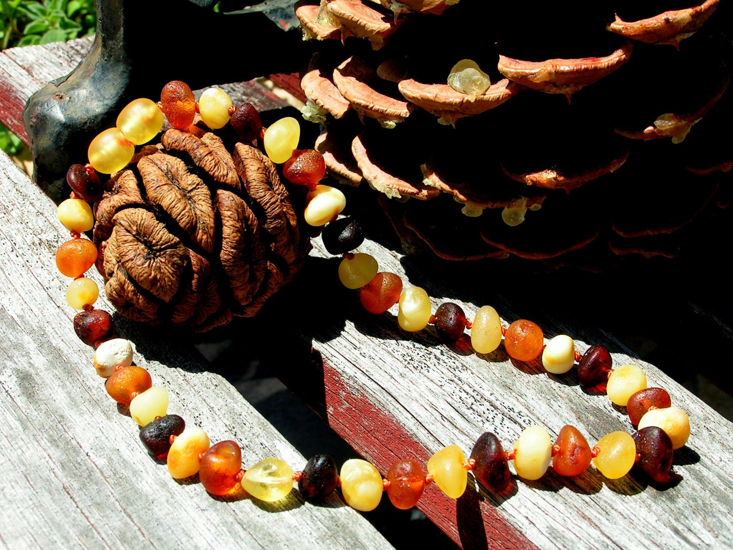 MULTI-COLORED RAW Round Beads - Baltic amber teething necklace - Natural organic amber stones