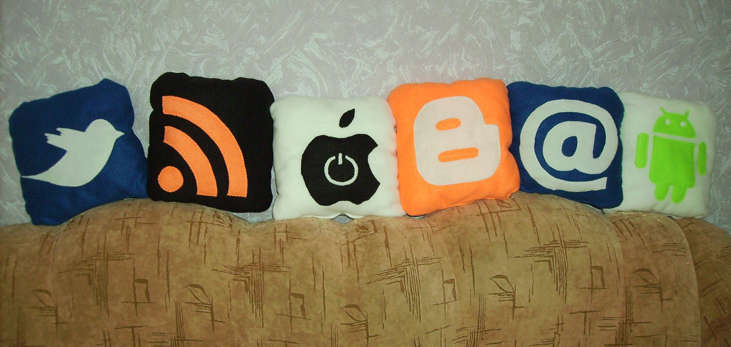 Decorative Pillow - Handmade Pillow - Apple icon Pillow - 12x12 White Geekery Pillow
