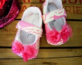 Pink Poppy Mary Janes Baby Shoes