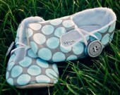 Blue Dots on Grey Baby Loafers