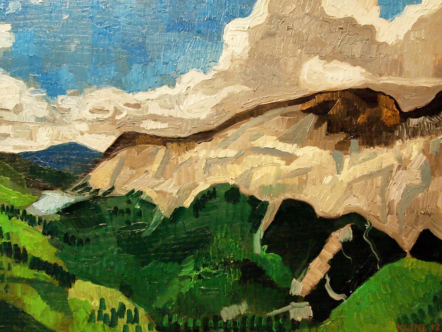 Colorado Landscape. Oil on Wood. 12" X 16" Ready to Hang. Mountains. Blue skies.