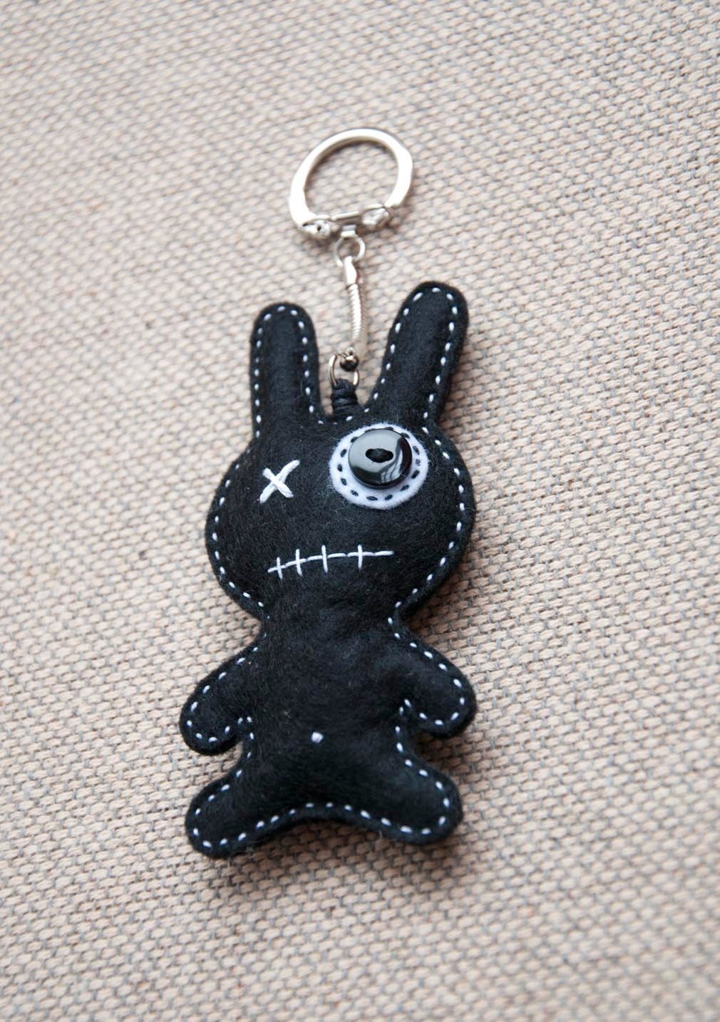 Little monster with white heart - key chain pendant