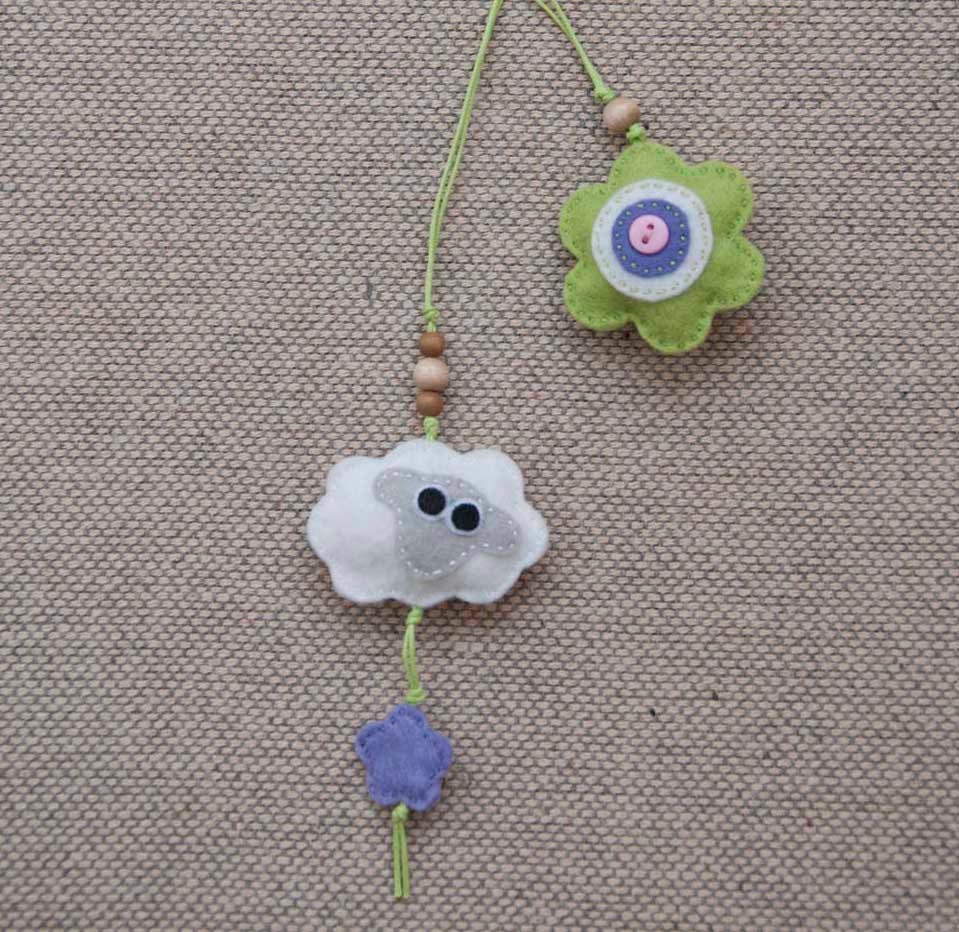 Little lamb with  flowers - felt bookmark