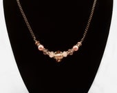 Pink crystals Necklace with Handmade Clasp