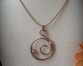 Greek Leather necklace, Copper Pendant, wire wrapped