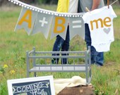 custom listing for Susan: BABY ANNOUNCEMENT felt banner, (J / RJ)