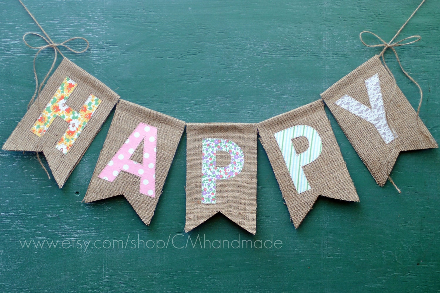 HAPPY burlap banner