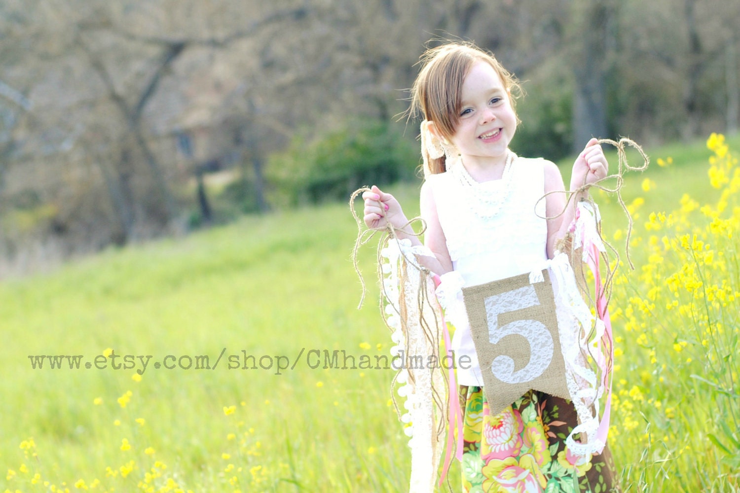 AGE or INITIAL BIRTHDAY banner (burlap & lace)