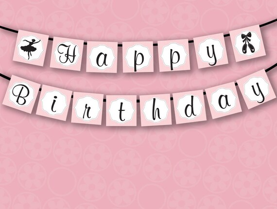 Twirling Ballerina Happy Birthday Banner Letters Il_570xn
