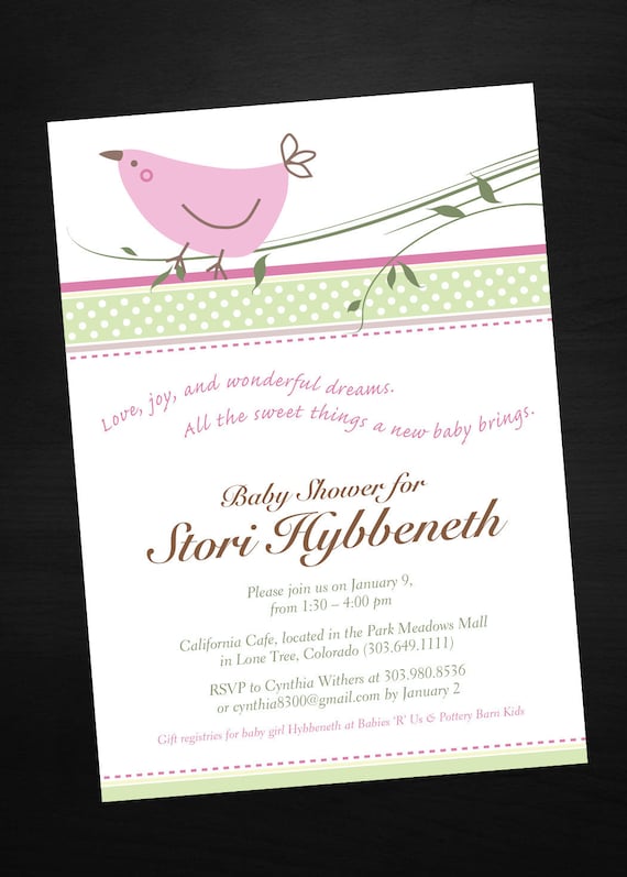 Bird Theme Baby Shower Invitation Matches Pottery Barn Kids Penelope Nursery Bedding Il_570xn