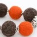 Felted Jewelry Chunky Necklace / Autumn Halloween Necklace Orange and Brown