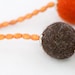 Felted Jewelry Chunky Necklace / Autumn Halloween Necklace Orange and Brown