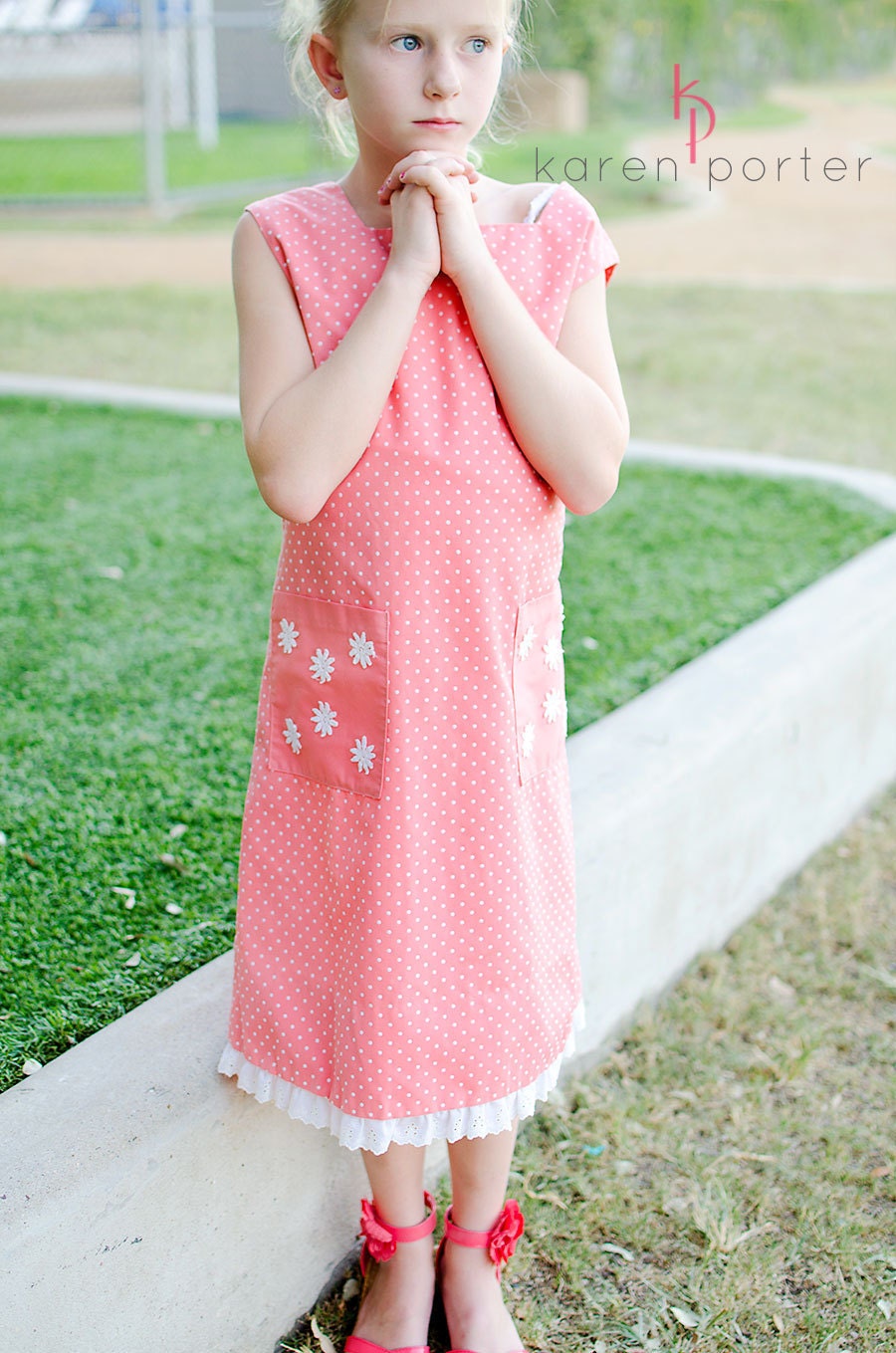 Girls Vintage Polka Dots Handmade Dress