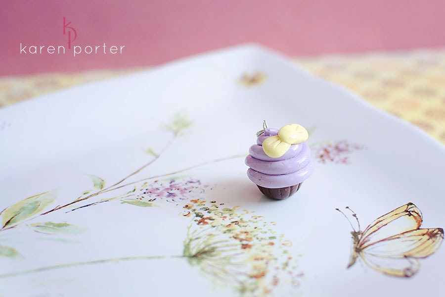 Cupcake Pendant Charm, Polymer Clay, Handmade