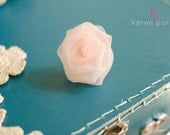 Dusty Pink Rosette Ring, Silk Chiffon, Handmade, Adjustable