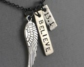 FLY 13.1 - I BELIEVE Necklace - Half Marathon Necklace on 18 inch gunmetal chain - Running Jewelry - Running Necklace