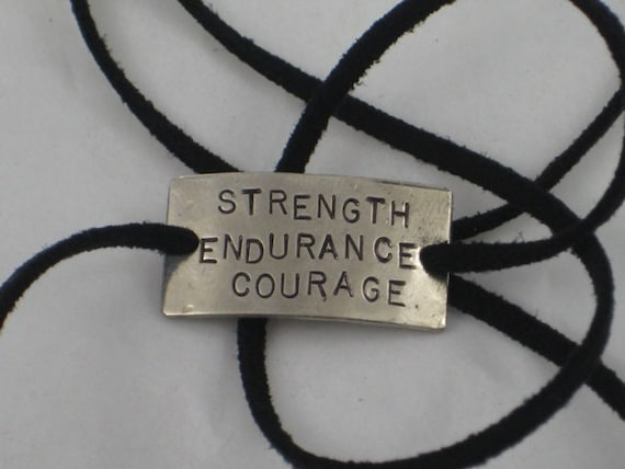STRENGTH ENDURANCE COURAGE Wrap Bracelet - Inspirational Jewelry - Nickel Silver Pendant on 3 feet of Micro Fiber Suede - Motivation Wrap