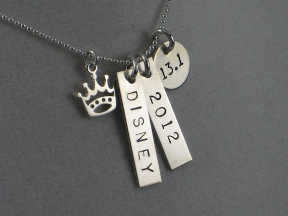 DISNEY PRINCESS 13.1 Half Marathon 18 inch Sterling Silver Necklace - Disney Princess 13.1 Necklace on 18 inch Sterling Silver Ball chain