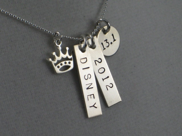 DISNEY PRINCESS 13.1 Half Marathon 18 inch Sterling Silver Necklace - Disney Princess 13.1 Necklace on 18 inch Sterling Silver Ball chain