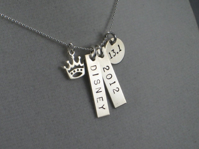 DISNEY PRINCESS 13.1 Half Marathon 18 inch Sterling Silver Necklace - Disney Princess 13.1 Necklace on 18 inch Sterling Silver Ball chain