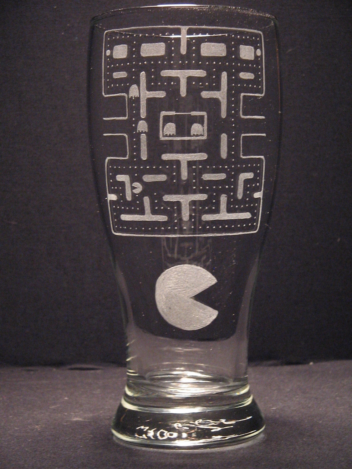 Pac Man Inspired Pilsner Engraved Glass Pick your style