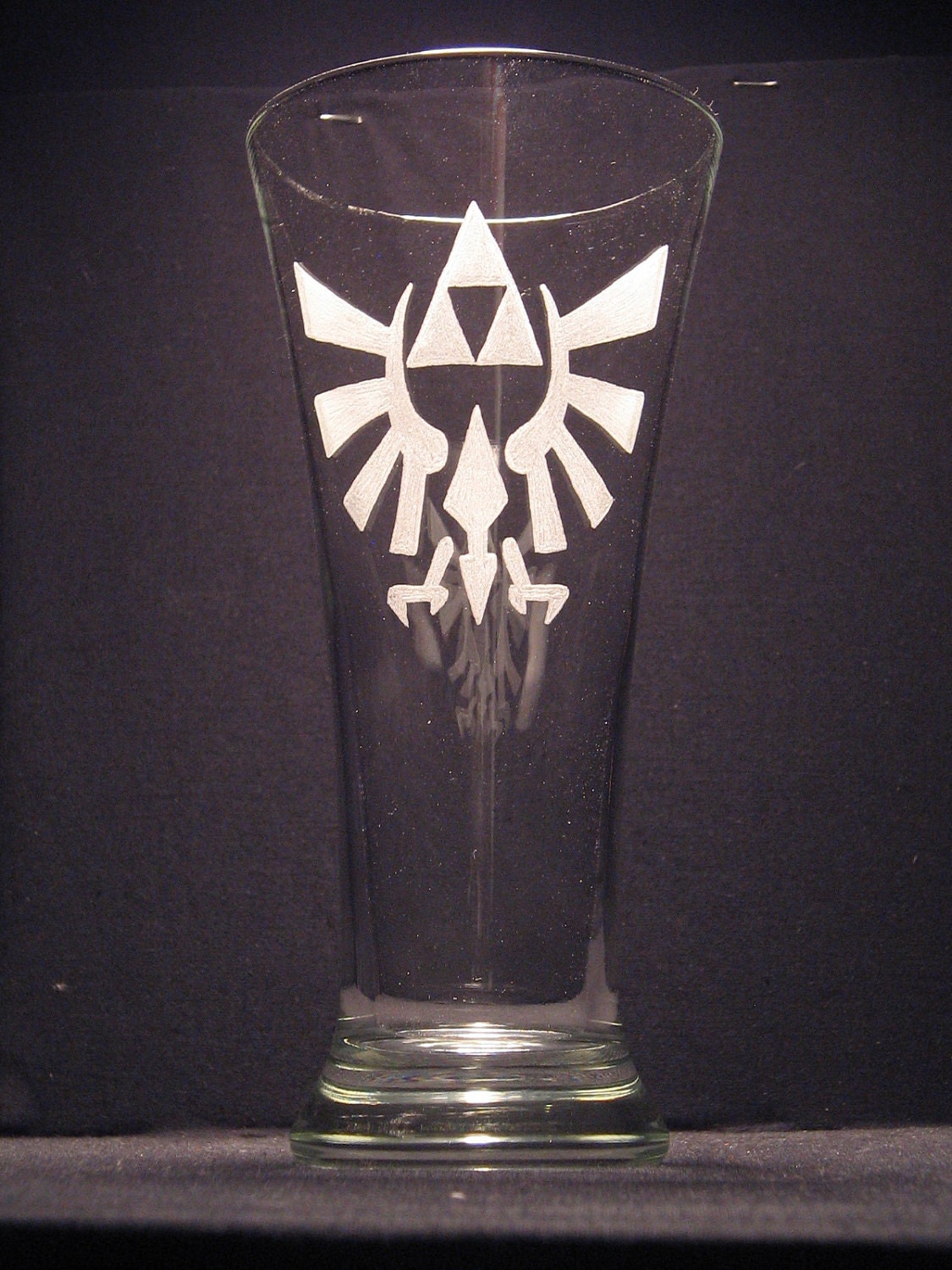 The Legend Of Zelda Triforce  inspired Beer Pilsner Engraved/etched Glass "PICK YOUR STYLE"