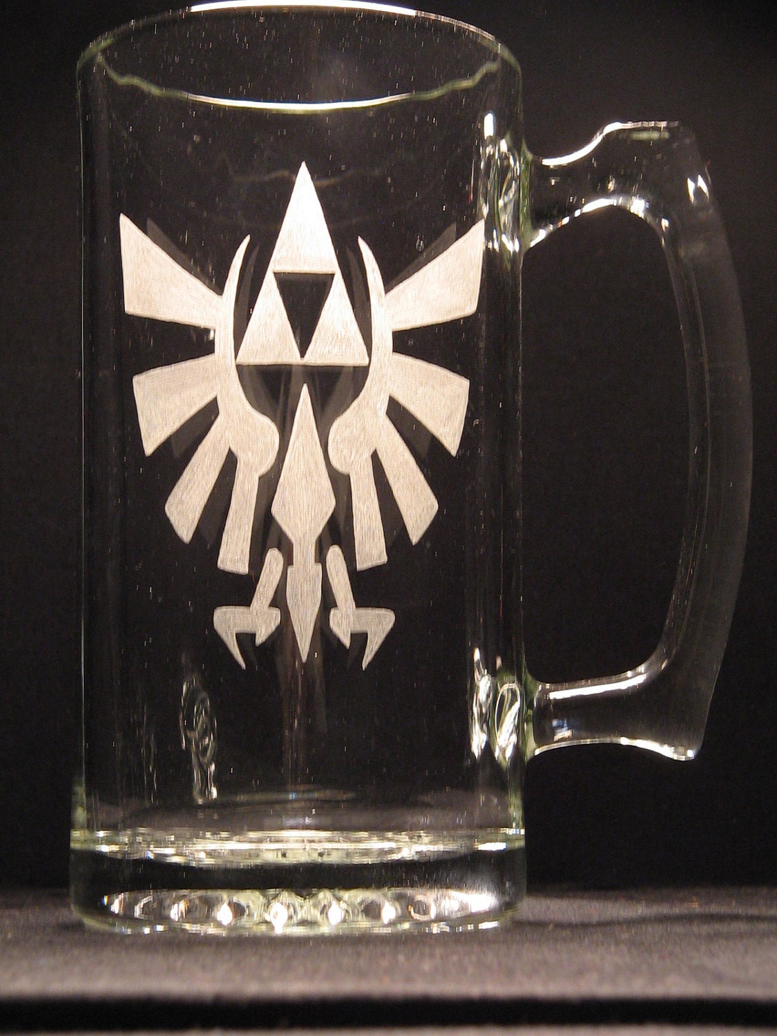 The Legend Of Zelda Triforce Hyrule  inspired Beer Mug Engraved/etched Glass "PICK YOUR STYLE"